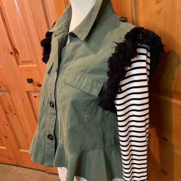 🦃 2/$20 NWOT Anthropologie English Factory Multi-Media Peplumed Jacket Size XS - Picture 4 of 9